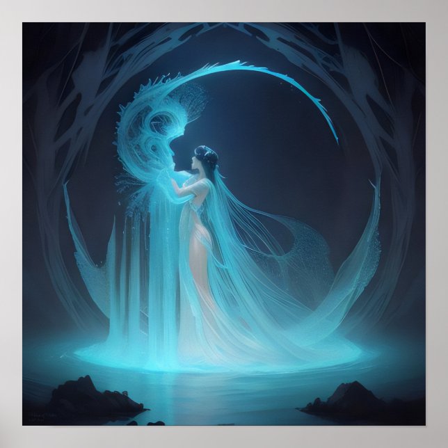 Die Naiad AI Fantasy Digital Art Print Underworld Poster (Vorne)