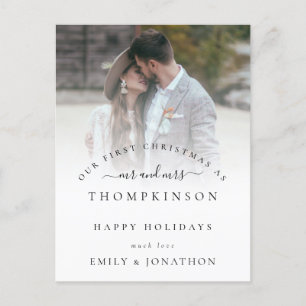 Die Namen der ersten Weihnachtsfrau und des Fotos Feiertagspostkarte