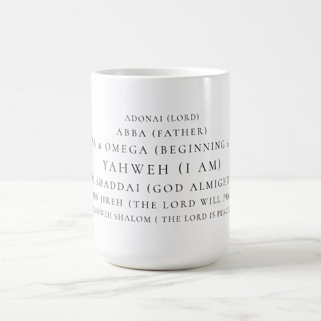 Die Namen der Typografie Gottes Christlich Kaffeetasse (Mittel)