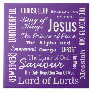 Die Namen des weißen Texts Jesu Fliese