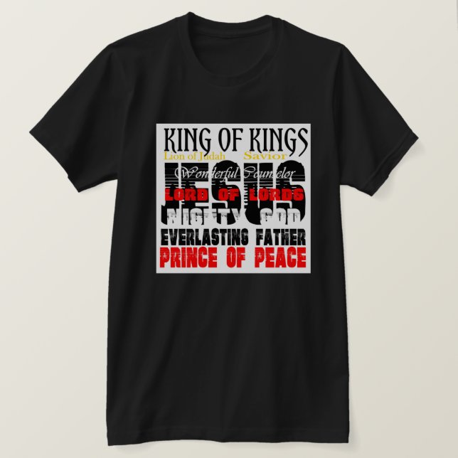 Die Namen Jesu Isaias 9:6 Christlich T-Shirt (Design vorne)
