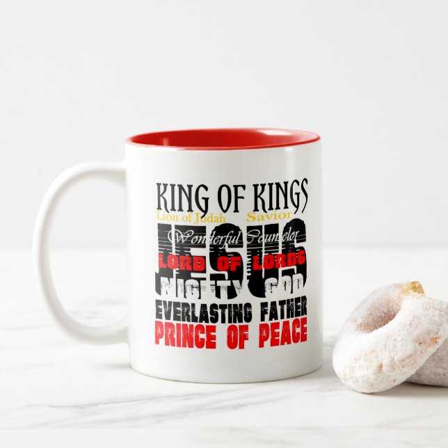Die Namen Jesu Jesaja 9:6 Christlich Zweifarbige Tasse (Mit Donut)