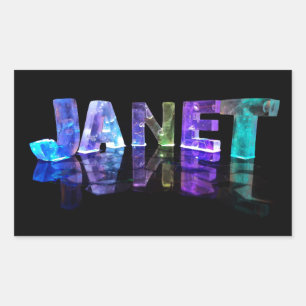 Die Namensjanet in 3D beleuchtet (Fotografie) Rechteckiger Aufkleber