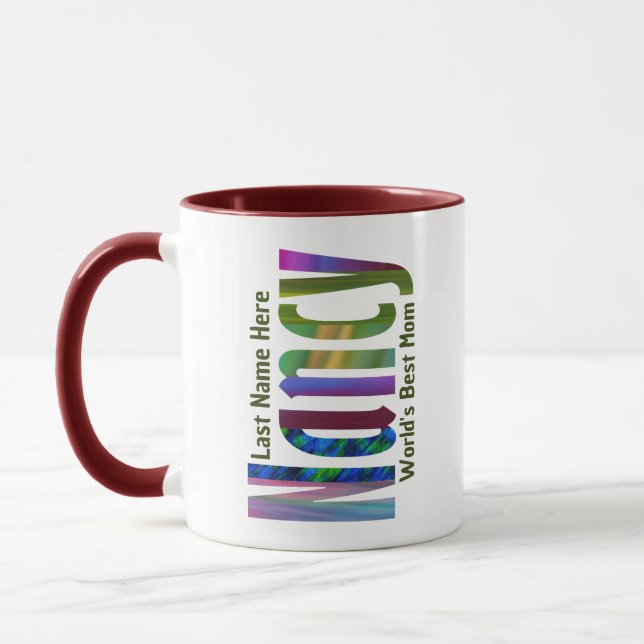 Die "Nancy" in Fun, Helle und farbenfrohe Kunst Tasse (Links)