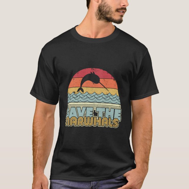 Die Narwhals Retro Narwhal gerettet T-Shirt (Vorderseite)