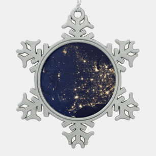 Die NASA-Lichter vom Raum USA Schneeflocken Zinn-Ornament