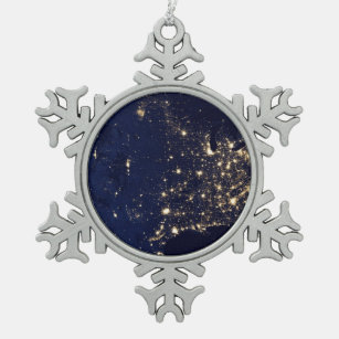 Die NASA-Lichter vom Raum USA Schneeflocken Zinn-Ornament