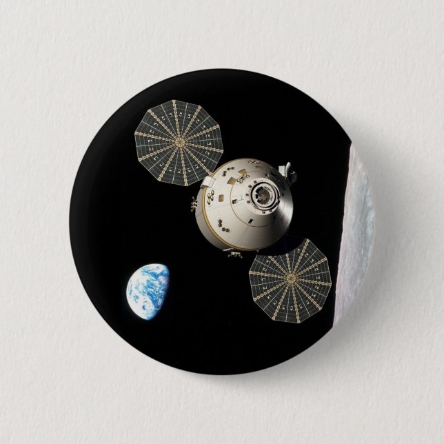 Die NASA Orion in der Mondbahn Button (Vorderseite)