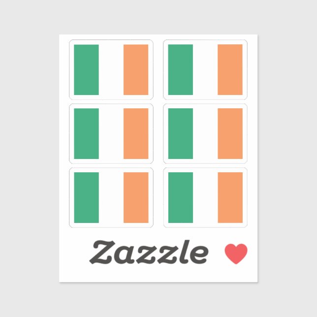 Die nationale Flagge Irlands Sammelpackung von 6 Aufkleber (Blatt)