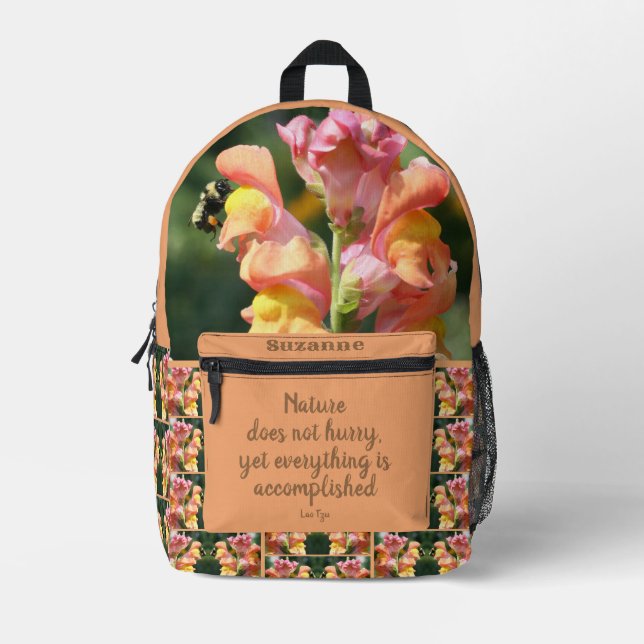 Die Natur beeilt sich nicht zu inspirierendem Zita Bedruckter Rucksack (Vorderseite)