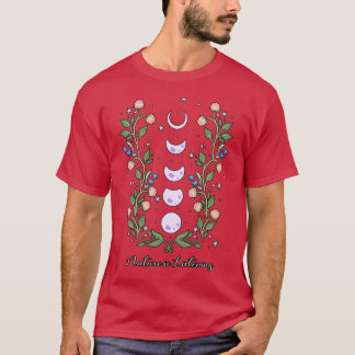 Die Natur hört Blume auf dem Mond T-Shirt