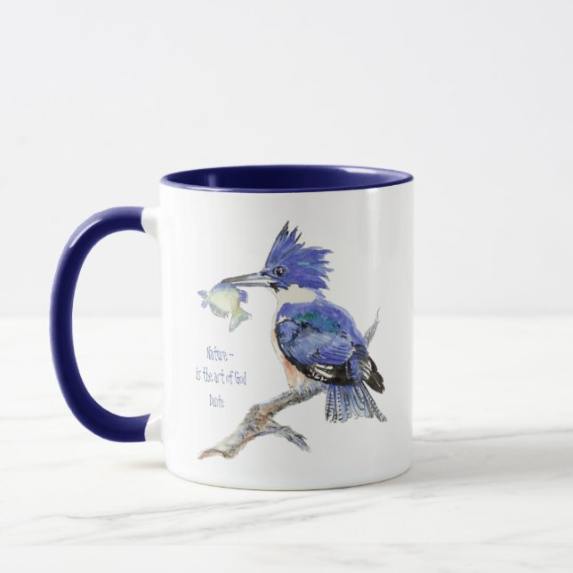 Die Natur ist die Kunst Gottes, Zitat - Kingfisher Tasse (Links)