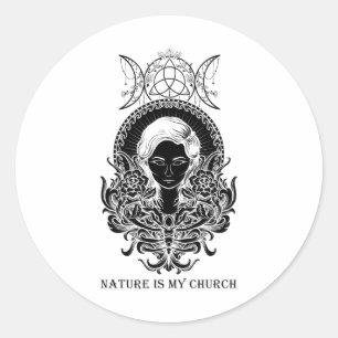 Die Natur ist meine Kirchenhexe Halloween Runder Aufkleber