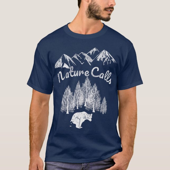 Die Natur nennt Kackend Bärenblasen-Orange-Jagd T-Shirt (Vorderseite)
