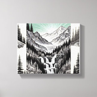 Die Natur: Schwarz-Weiß-T - Shirt Leinwanddruck