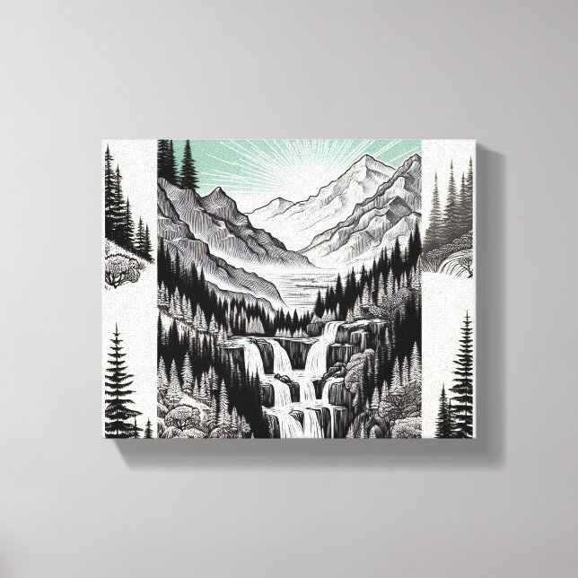 Die Natur: Schwarz-Weiß-T - Shirt Leinwanddruck (Vorderseite)