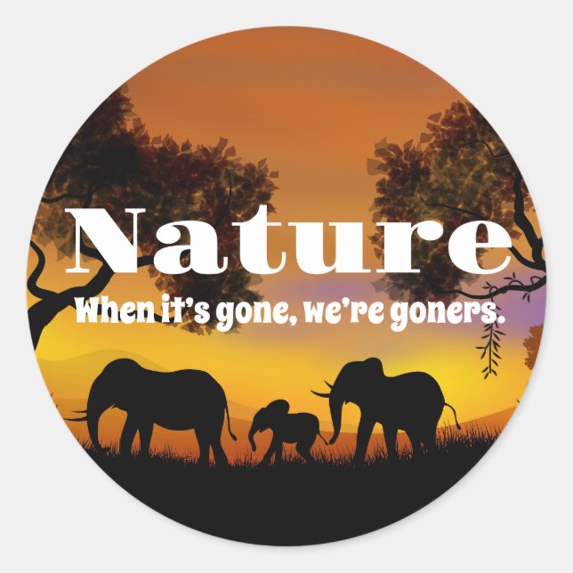 Die Natur und Elefanten schätzen Runder Aufkleber (Vorderseite)