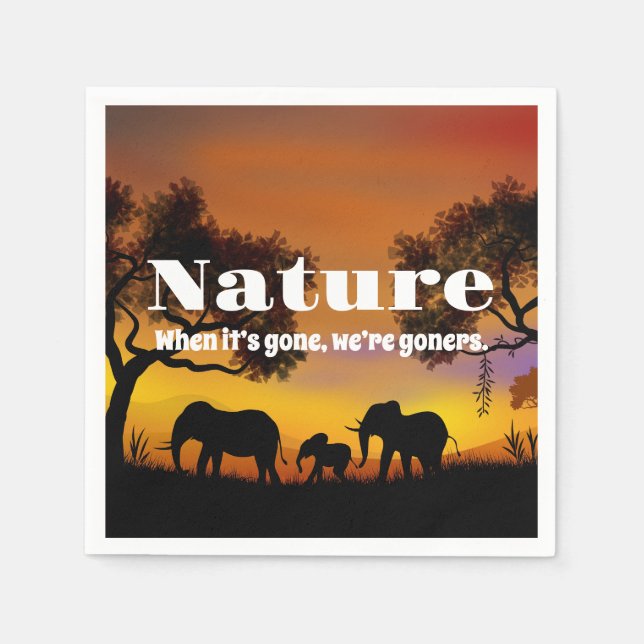 Die Natur und Elefanten schätzen Serviette (Vorderseite)