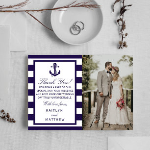 Die Nautical Anchor Navy Stripe Hochzeitskollektio Dankeskarte