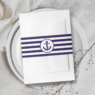 Die Nautical Anchor Navy Stripe Hochzeitskollektio Einladungsbanderole