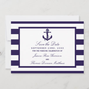 Die Nautical Anchor Navy Stripe Hochzeitskollektio Save The Date