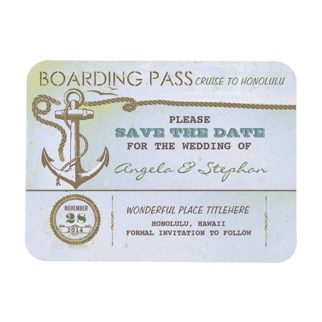 Die nautische Hochzeit in Urlaubsort speichert den Magnet (Horizontal)