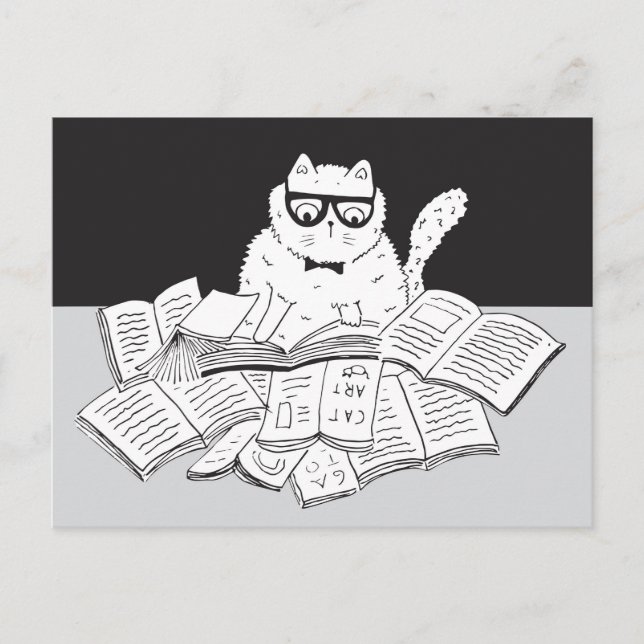 Die Nerd Cat Postkarte (Vorderseite)