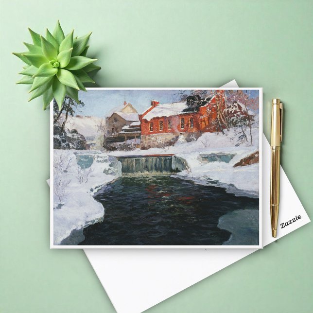 Die neue Fabrik in Lillehammer, Thaulow, Frits Postkarte (Von Creator hochgeladen)