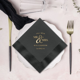 Die neue Mr. & Mrs. Individuelle Name & Date Weddi Servietten Mit Folie