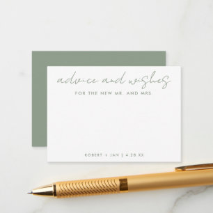 Die neue Mr. + Mrs. Minimalistisch Sage Green Wedd Hinweiskarte