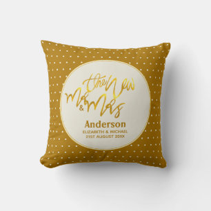 Die neue Mr und Mrs (Name, Datum) Hochzeitsgold-De Kissen