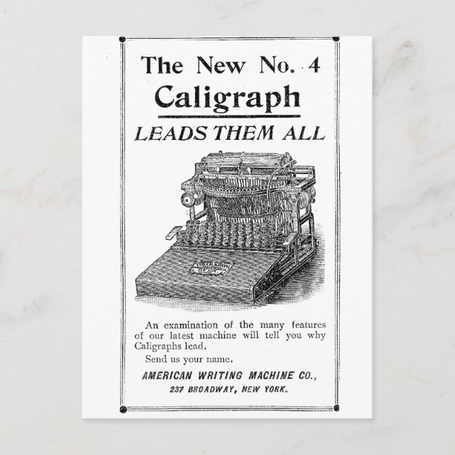 Die neue No. 4 Caligraph Postkarte (Vorderseite)