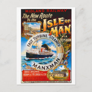 Die neue Route zur Isle of Man, Dampfschifftour Postkarte