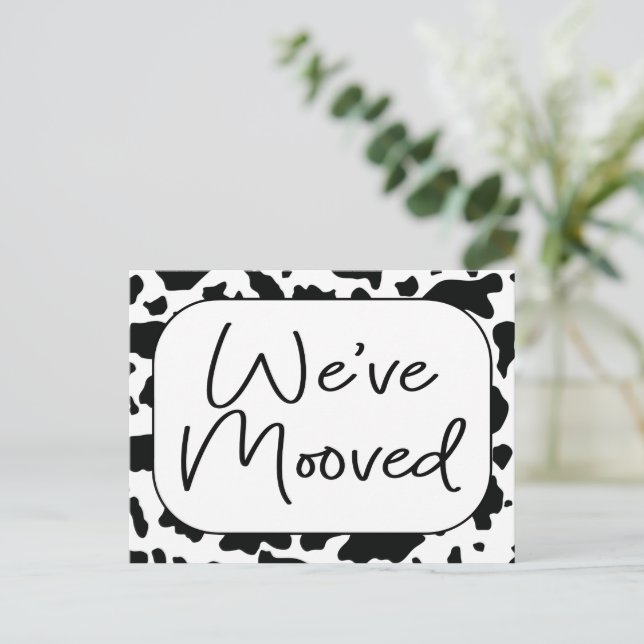 Die neue Zuhause-Adresse der sonnigen Kuh, die wir Postkarte (Stehend Vorderseite)