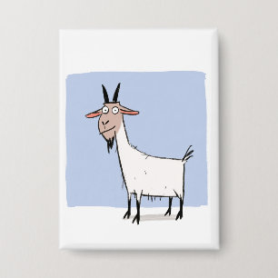 Die neugierige Ziege Whimsical handgezeichnetes Button