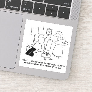 Die Neujahrsvorsätze der Ehefrau für Husband. Funn Aufkleber