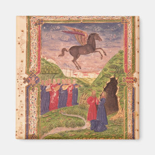 Die neun Musen, die Instrumente spielen Magnet