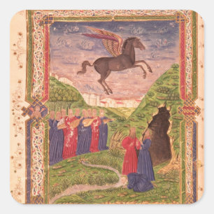 Die neun Musen, die Instrumente spielen Quadratischer Aufkleber