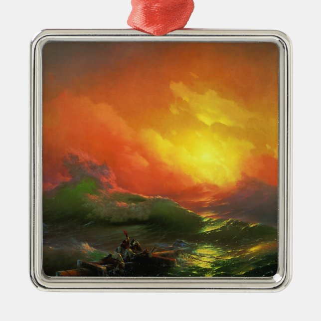 Die neunte Welle (Sturmsee mit rotem Sonnenunterga Ornament Aus Metall (Vorne)