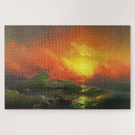 Die neunte Welle (Sturmsee mit rotem Sonnenunterga Puzzle