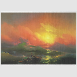 Die neunte Welle (Sturmsee mit rotem Sonnenunterga Seidenpapier