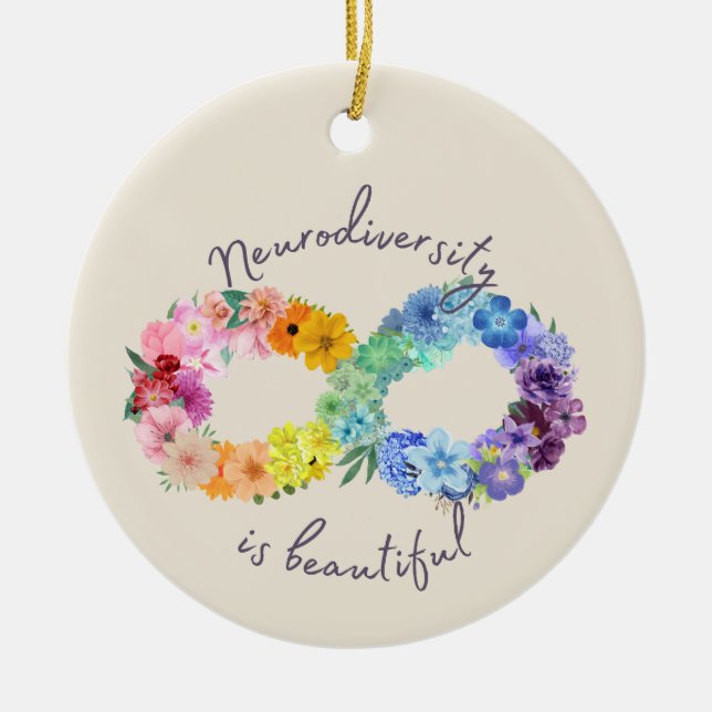 Die Neurovielfalt ist ein schönes Blumendekor Keramik Ornament (Vorne)