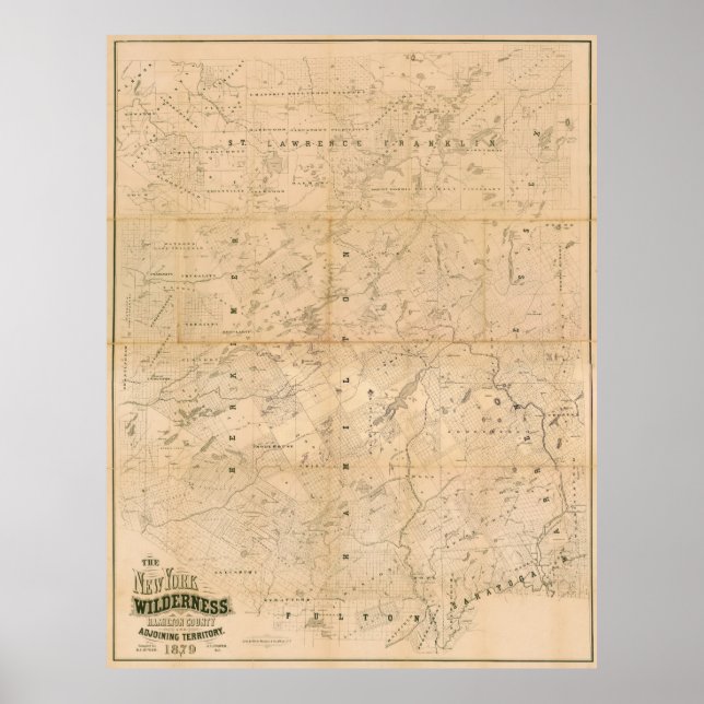 Die New York Wilderness. Karte 1879. Poster (Vorne)