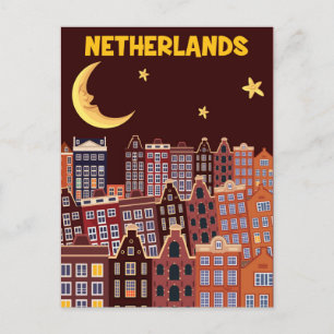 Die Niederlande bei Nacht Postkarte