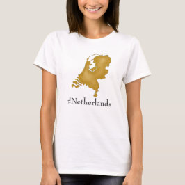 Die Niederlande in Gold mit feinem Text T-Shirt
