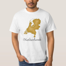 Die Niederlande in Gold mit feinem Text T-Shirt