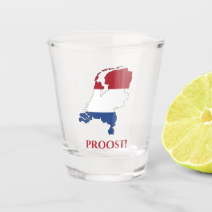 Die niederländische Flaggenkarte Proost Cheers Schnapsglas