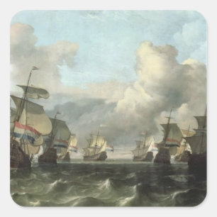 Die niederländische Flotte der Indien-Firma, 1675 Quadratischer Aufkleber
