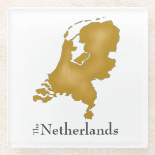 Die niederländische Karte in Gold Watercolor Glasuntersetzer