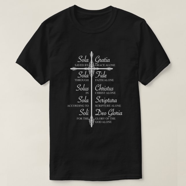 Die Niedliche Christliche Bewegung des fünf Solas- T-Shirt (Design vorne)